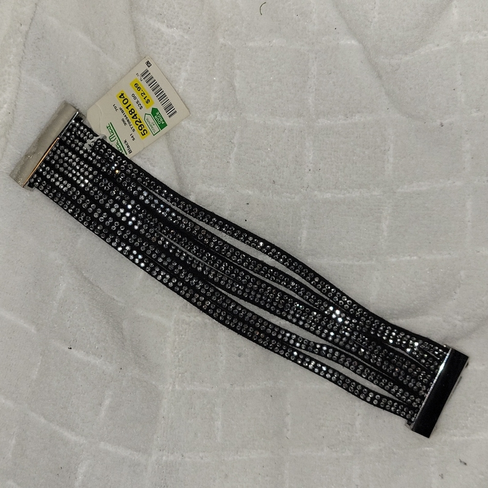 Blingy black multi strand bracelet